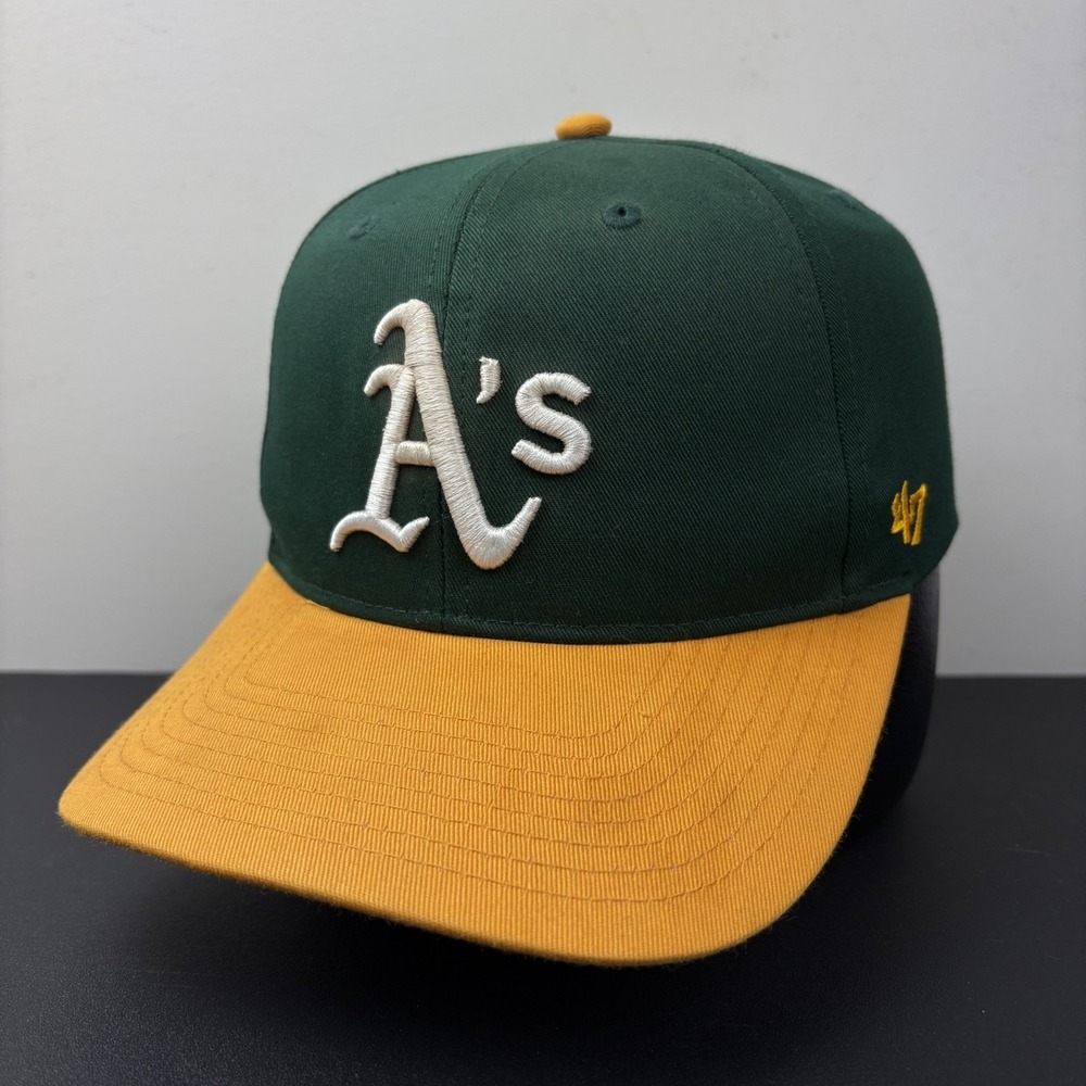 Oakland Athletics 47 Brand Snapback Hat Cap Adjustable Green Gold Two Tone MLB